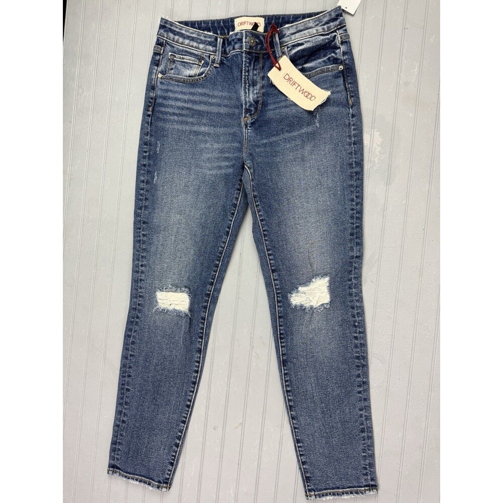Driftwood Size 26 Womens Jeans Gizelle Distress Skinny Med Wash Mid Rise Stretch